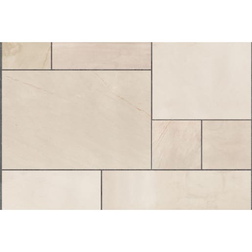 Marshalls Fairstone Sawn Versuro King Size Paving 1250 x 750 x 22mm 13.41m² Caramel Cream