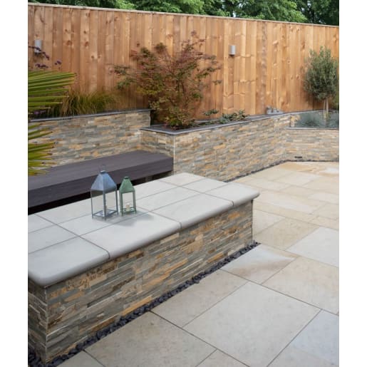 Marshalls Stoneface Drystack Walling 500 x 150 x 22mm Corner Pack 0.58m² Harvest Mix Quartzite