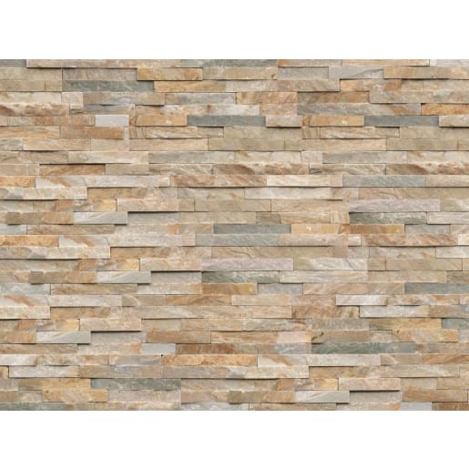 Marshalls Stoneface Drystack Walling 500 x 150 x 22mm Corner Pack 0.58m² Harvest Mix Quartzite