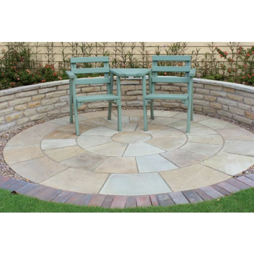 Natural Paving Circle Kit 3 Ring 3000mm Diameter Golden Fossil