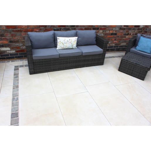 Vitripiazza Traverta Porcelain Flagstones 1200 x 600mm Classic Cream