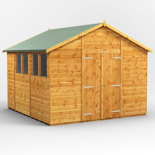 Power Sheds 10 x 10 Power Apex Double Door Garden Shed