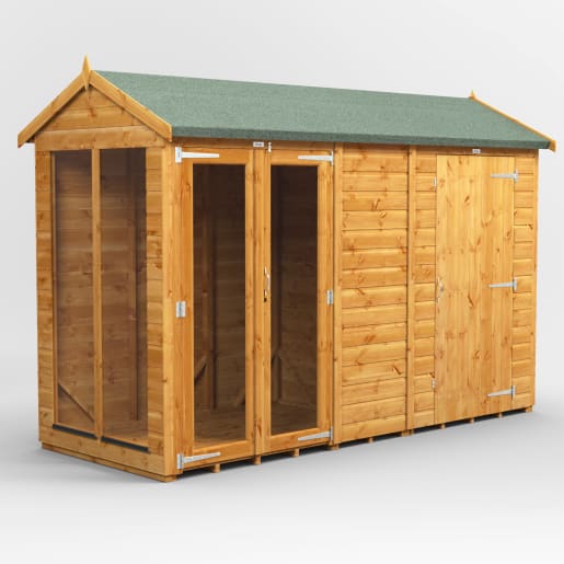 Power Sheds 10 x 4 Power Apex Summerhouse Combi including 4ft Side Store