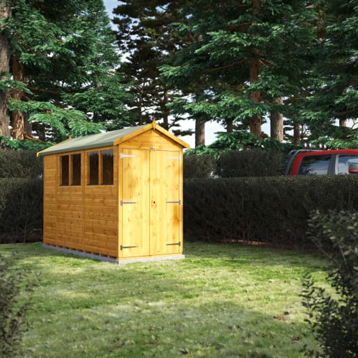 Power Sheds 10 x 4 Power Apex Double Door Garden Shed