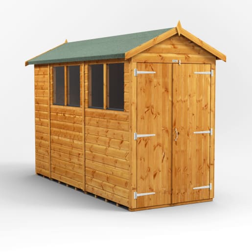 Power Sheds 10 x 4 Power Apex Double Door Garden Shed