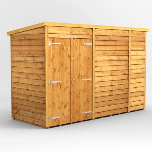 Power Sheds 10 x 4 Power Overlap Pent Windowless Double Door Garden Shed