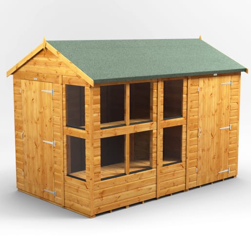 Power Sheds 10 x 6 Power Apex Potting Shed Combi including 4ft Side Store