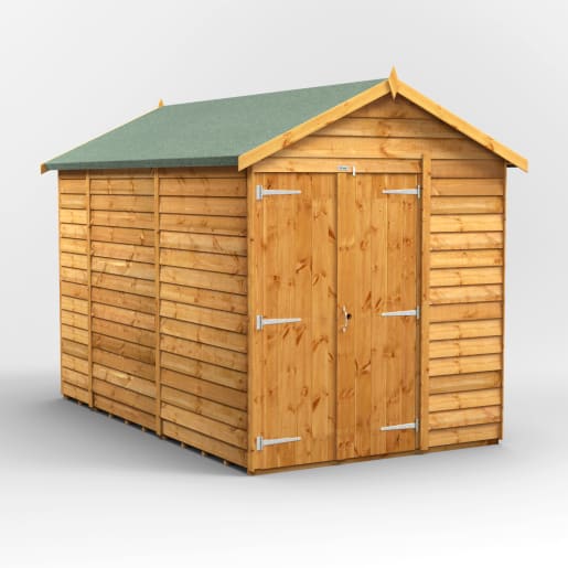 Power Sheds 10 x 6 Power Overlap Apex Windowless Double Door Garden Shed