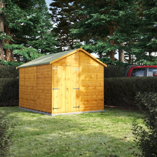 Power Sheds 10 x 8 Power Apex Windowless Double Door Garden Shed