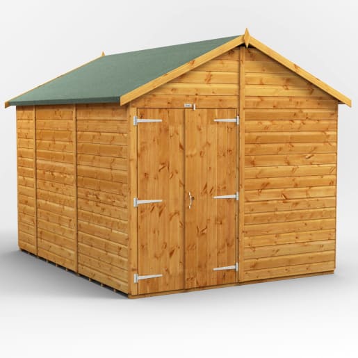 Power Sheds 10 x 8 Power Apex Windowless Double Door Garden Shed