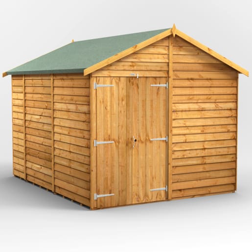 Power Sheds 10 x 8 Power Overlap Apex Windowless Double Door Garden Shed