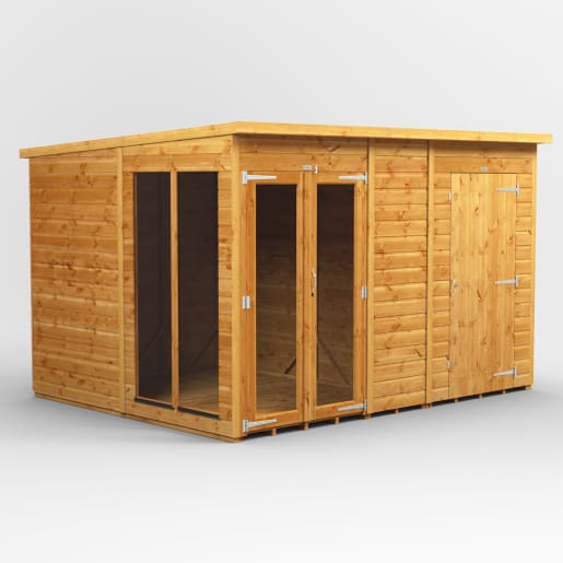 Power Sheds 10 x 8 Power Pent Summerhouse Combi including 4ft Side Store