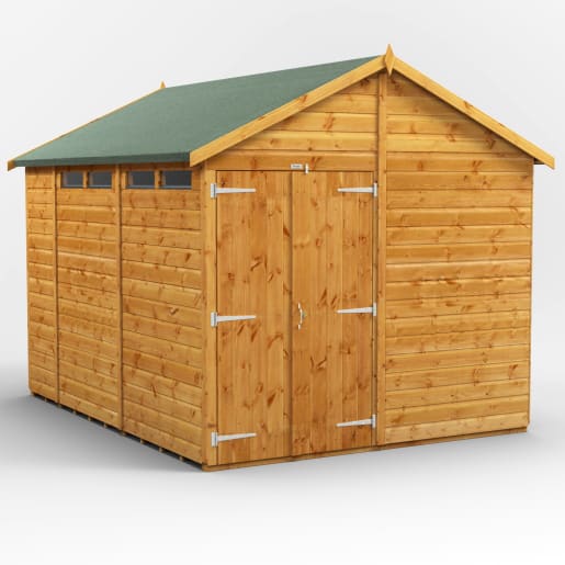 Power Sheds 10 x 8 Power Apex Double Door Security Shed