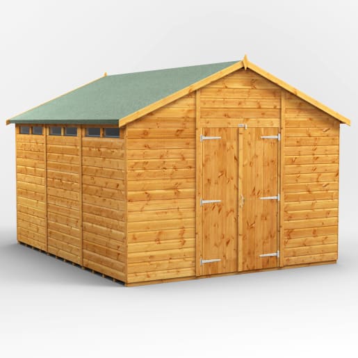 Power Sheds 12 x 10 Power Apex Double Door Security Shed