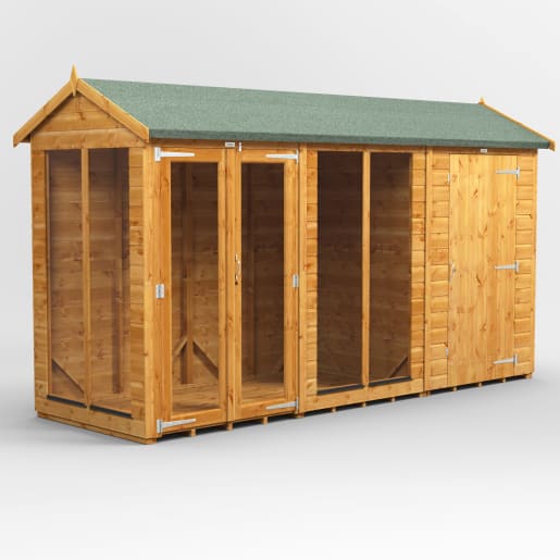 Power Sheds 12 x 4 Power Apex Summerhouse Combi including 4ft Side Store
