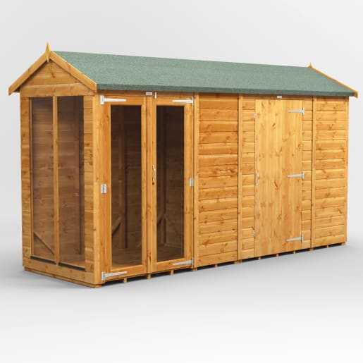 Power Sheds 12 x 4 Power Apex Summerhouse Combi including 6ft Side Store