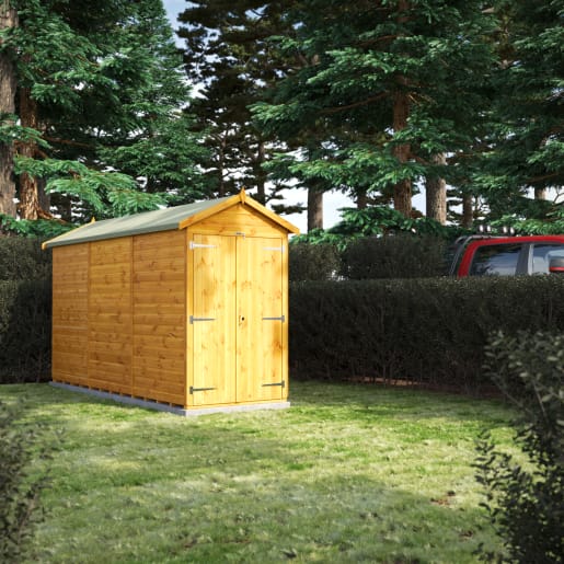 Power Sheds 12 x 4 Power Apex Windowless Double Door Garden Shed