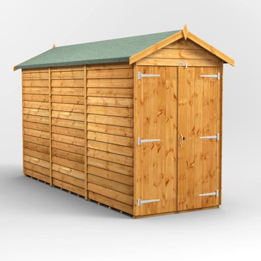 Power Sheds 12 x 4 Power Overlap Apex Windowless Double Door Garden Shed