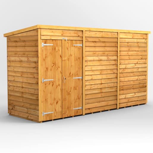 Power Sheds 12 x 4 Power Overlap Pent Windowless Double Door Garden Shed