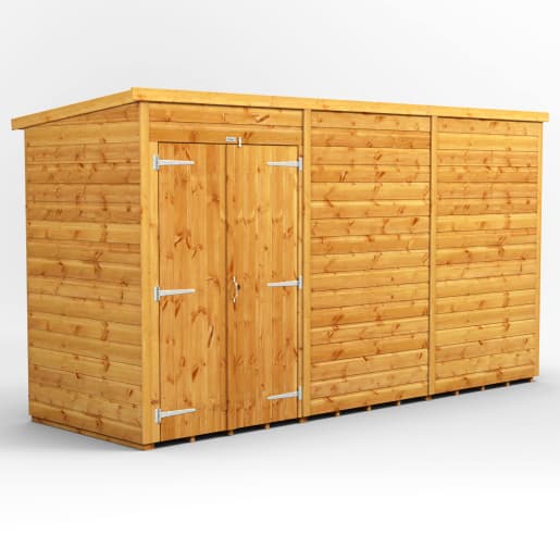 Power Sheds 12 x 4 Power Pent Windowless Double Door Garden Shed