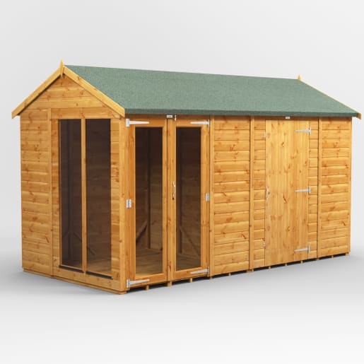 Power Sheds 12 x 6 Power Apex Summerhouse Combi including 6ft Side Store