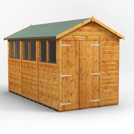 Power Sheds 12 x 6 Power Apex Double Door Garden Shed