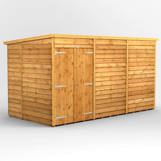 Power Sheds 12 x 6 Power Overlap Pent Windowless Double Door Garden Shed