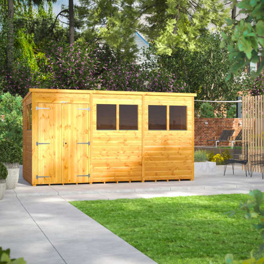 Power Sheds 12 x 6 Power Pent Double Door Garden Shed