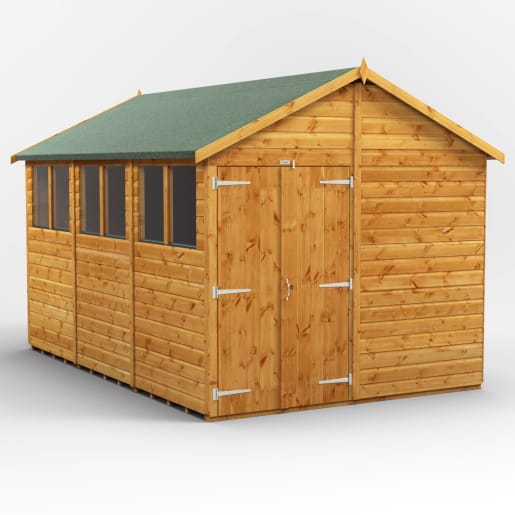 Power Sheds 12 x 8 Power Apex Double Door Garden Shed