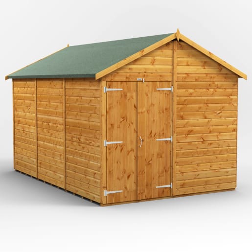 Power Sheds 12 x 8 Power Apex Windowless Double Door Garden Shed