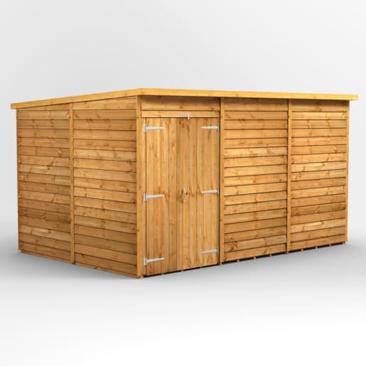 Power Sheds 12 x 8 Power Overlap Pent Windowless Double Door Garden Shed