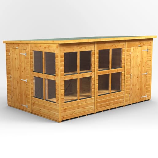 Power Sheds 12 x 8 Power Pent Potting Shed Combi including 4ft Side Store