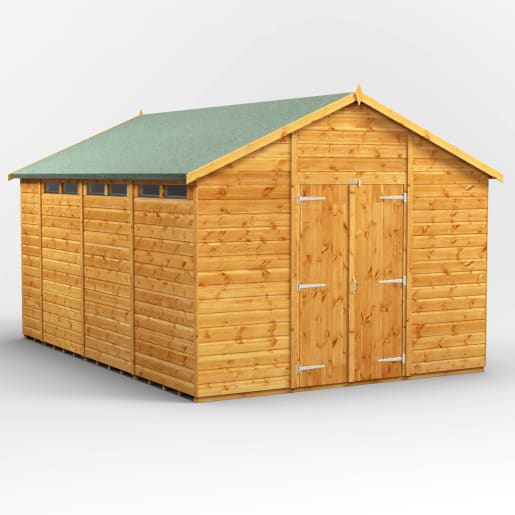 Power Sheds 14 x 10 Power Apex Double Door Security Shed