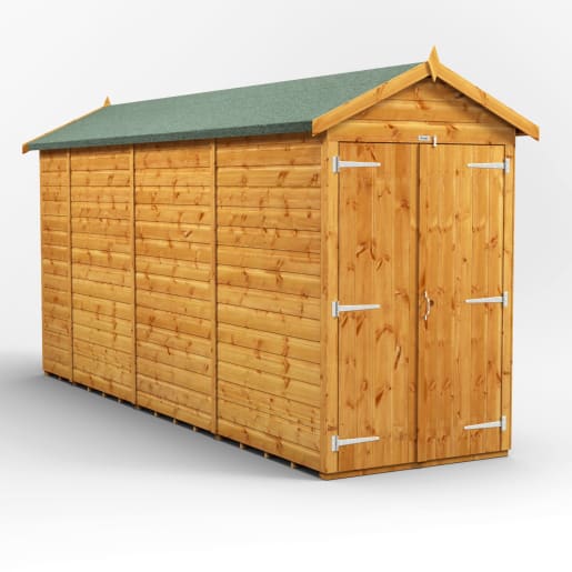 Power Sheds 14 x 4 Power Apex Windowless Double Door Garden Shed