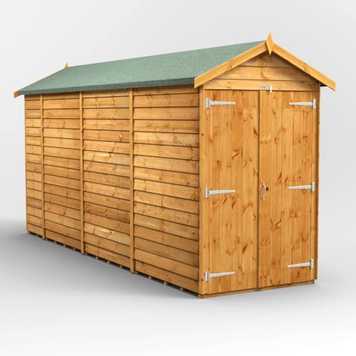 Power Sheds 14 x 4 Power Overlap Apex Windowless Double Door Garden Shed