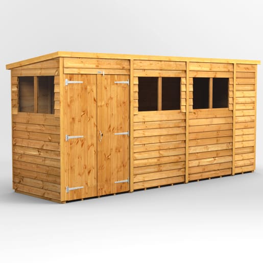 Power Sheds 14 x 4 Power Overlap Pent Double Door Garden Shed