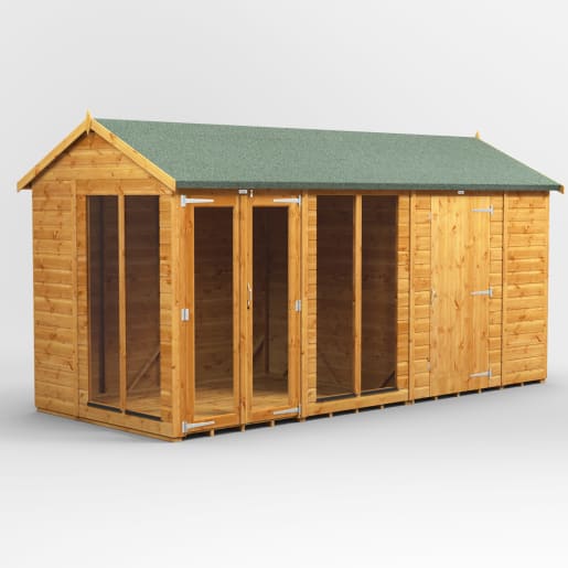 Power Sheds 14 x 6 Power Apex Summerhouse Combi including 6ft Side Store