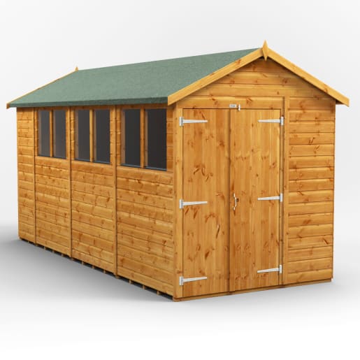 Power Sheds 14 x 6 Power Apex Double Door Garden Shed