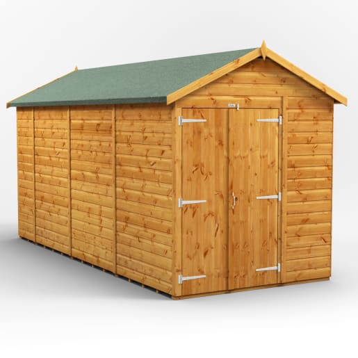 Power Sheds 14 x 6 Power Apex Windowless Double Door Garden Shed