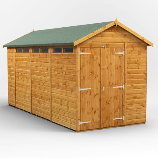 Power Sheds 14 x 6 Power Apex Double Door Security Shed