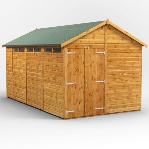 Power Sheds 14 x 8 Power Apex Double Door Security Shed