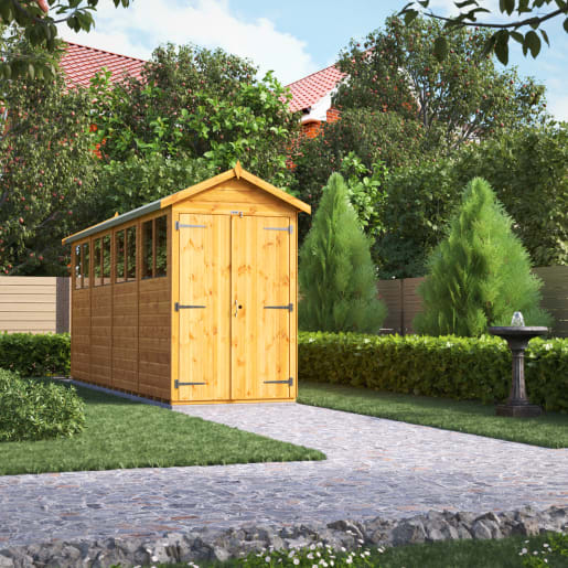 Power Sheds 16 x 4 Power Apex Double Door Garden Shed