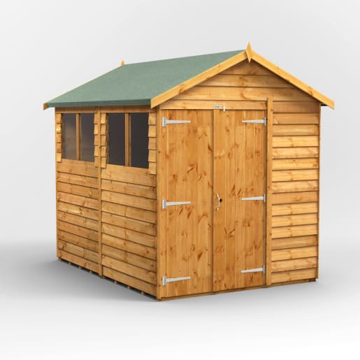 Powersheds 8 x 6 Overlap Apex Double Door Garden Shed