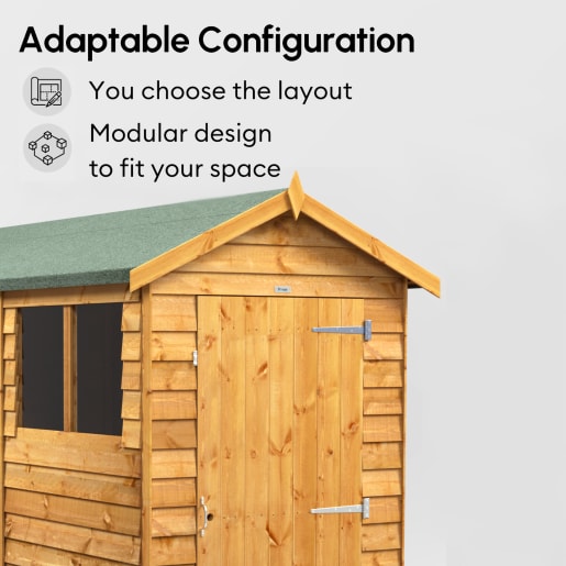Powersheds 8 x 6 Overlap Apex Windowless Double Door Garden Shed
