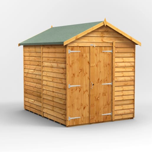 Powersheds 8 x 6 Overlap Apex Windowless Double Door Garden Shed