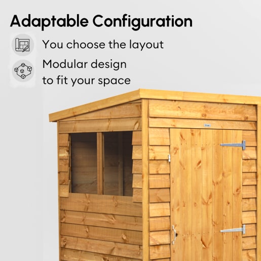 Powersheds 8 x 6 Overlap Pent Double Door Garden Shed