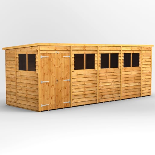 Powersheds 8 x 6 Overlap Pent Double Door Garden Shed