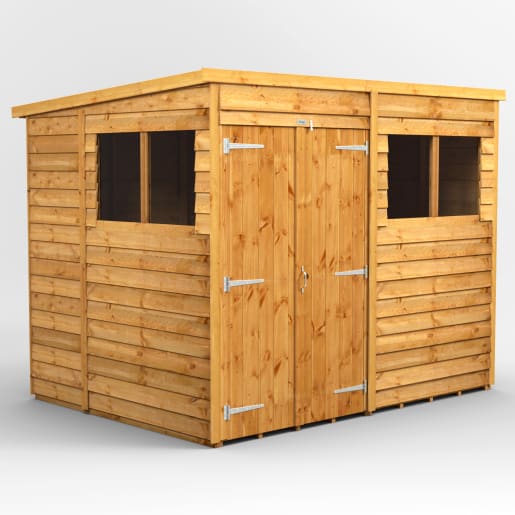 Powersheds 8 x 6 Overlap Pent Double Door Garden Shed