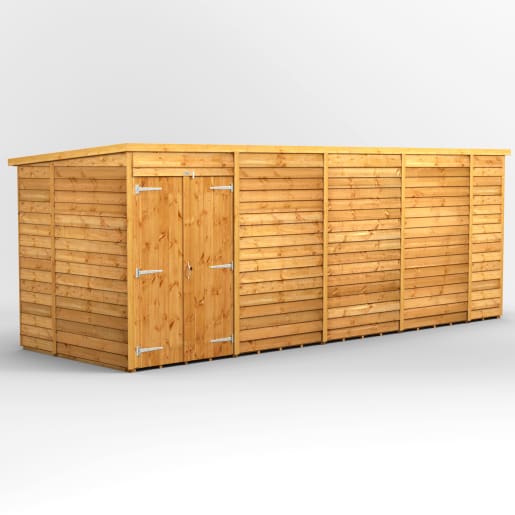 Powersheds 8 x 6 Overlap Pent Windowless Double Door Garden Shed