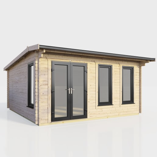 Power Sheds 16 x 14 Power Apex Log Cabin Doors to the Left 44mm